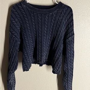 Aerie Midnight Blue Cable Knit Sweater